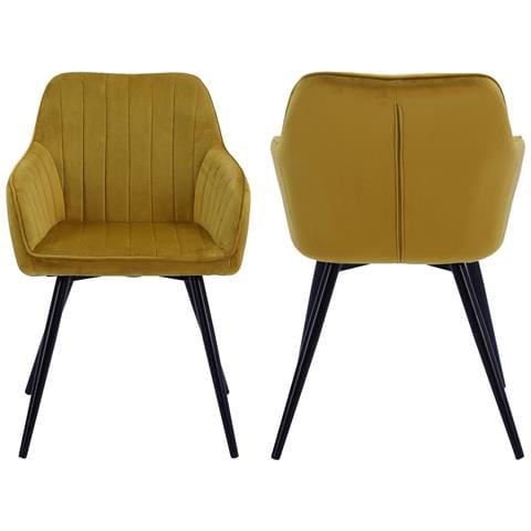 Set Di 2 Sedie Bertille In Velluto Senape - Foto 10
