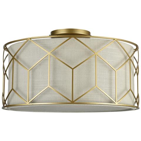 Plafoniera Contemporanea Messina Metallo Oro 3 Luci Diffusore Lino Su Pvc - Foto 1