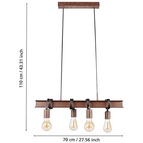 Lampadario Industrial Townshend 4 4 Luci Acciaio Marrone Invecchiato E Nero - Foto 2
