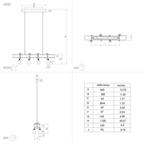 Lampadario Industrial Townshend 4 4 Luci Acciaio Marrone Invecchiato E Nero - Foto 3
