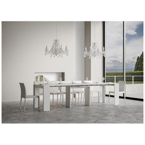 Consolle Allungabile 90x42/302 Cm Mia - Bianco Frassino - Foto 5