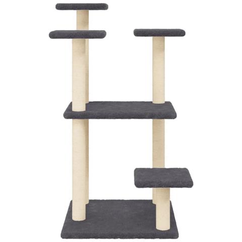 Pali Tiragraffi Per Gatti Con Piattaforme Grigio Scuro 98,5 Cm - Foto 2