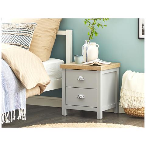 Comodino Legno Chiaro E Argento 45 X 40 Cm Clio - Foto 1