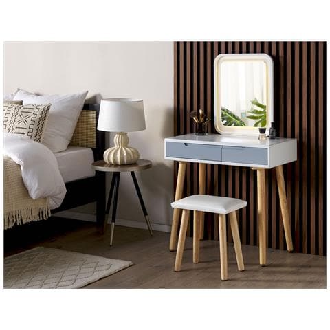 Toeletta Con Specchio E Sgabello Dieppe Led Bianco - Foto 1