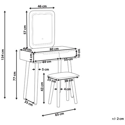 Toeletta Con Specchio E Sgabello Dieppe Led Bianco - Foto 11