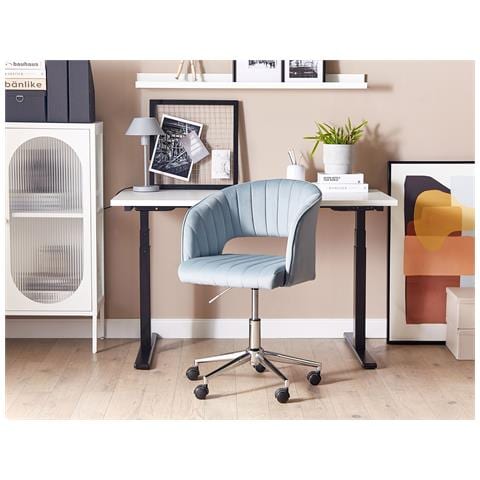 Sedia Da Scrivania Katonah Velluto Azzurro - Foto 1