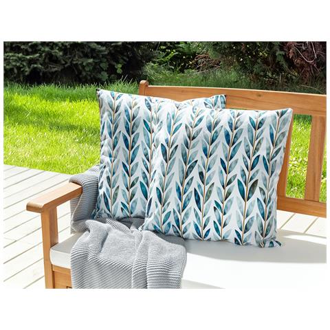 Set Di 2 Cuscini Da Esterno Bianco E Verde 45 X 45 Cm Loano - Foto 1