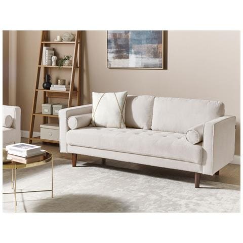 Divano 3 Posti Nurmo Tessuto Beige Chiaro - Foto 1