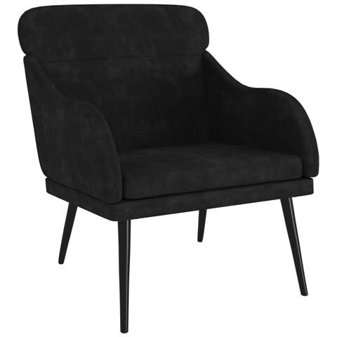 Poltrona Nera 63x76x80 Cm Velluto - Foto 2