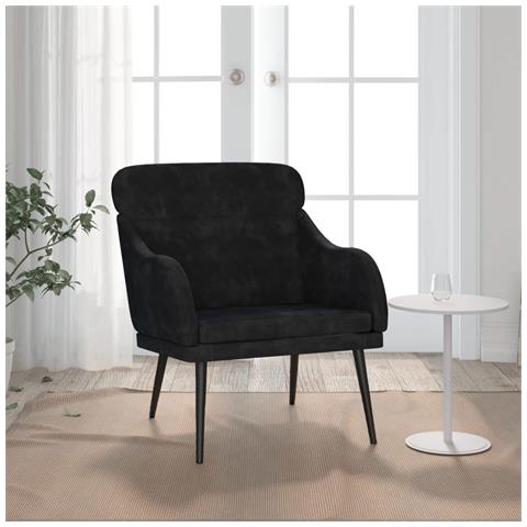 Poltrona Nera 63x76x80 Cm Velluto - Foto 1