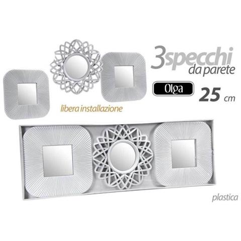 Trade Shop - Set 3 Specchi Parete Decorativi Quadri Libera Installazione 25cm Plastica 813030 - Foto 1