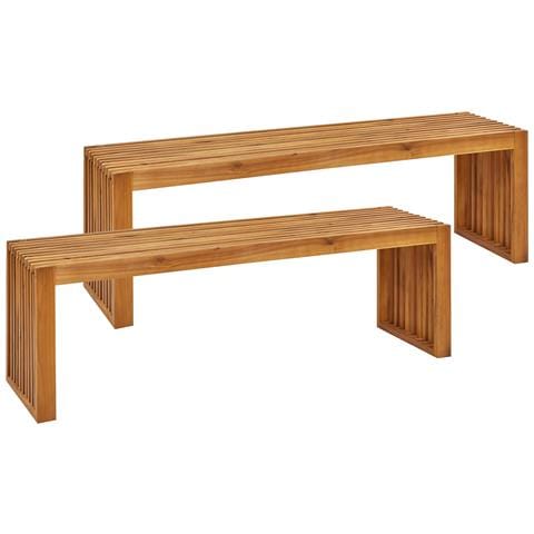 Panchina Legno 150 Cm Legno Chiaro Sulzano - Foto 2