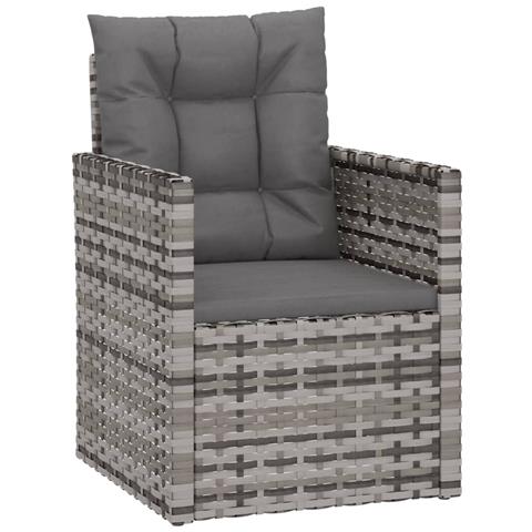 Set Divani Da Esterno 3 Pz Con Cuscini In Polyrattan Grigio - Foto 2