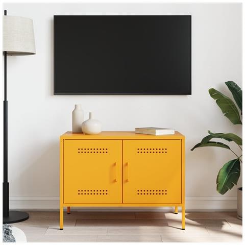 Mobile Tv Giallo Senape 68x39x50,5 Cm In Acciaio - Foto 7