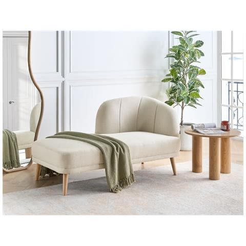 Chaise Longue Versione Destra Tanlay Tessuto Beige Chiaro - Foto 1