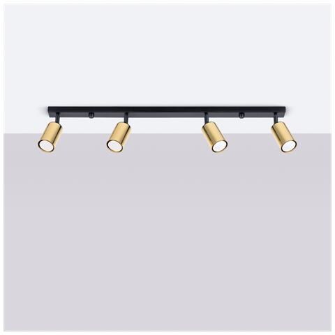 Lampada Da Soffitto Winx 4l Nero /oro Sl. 1387 - Moderno Lampade Da Soffitto Oro Nero 18.5x82x6 Cm - Foto 2