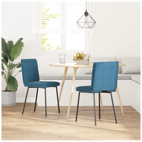 Sedie Da Pranzo 2 Pz Blu In Velluto - Foto 2