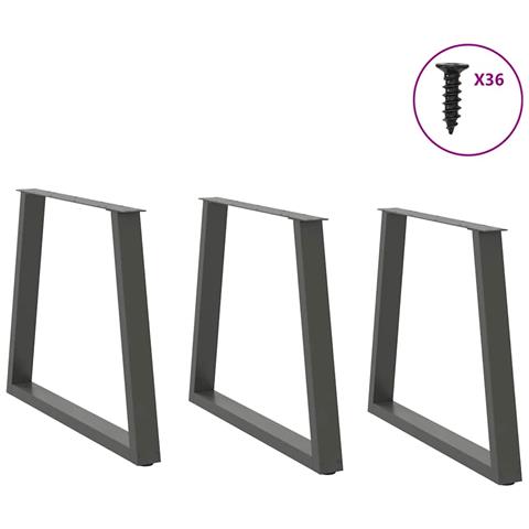 Gambe Tavolo Pranzo A V 3 Pz Antracite 70x(72-73,3)cm Acciaio - Foto 3