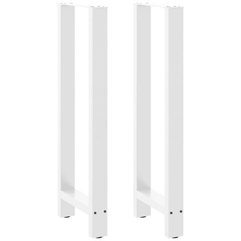 Gambe Per Tavolino Bianco 2 Pz 40x(110-111) Cm Acciaio - Foto 1