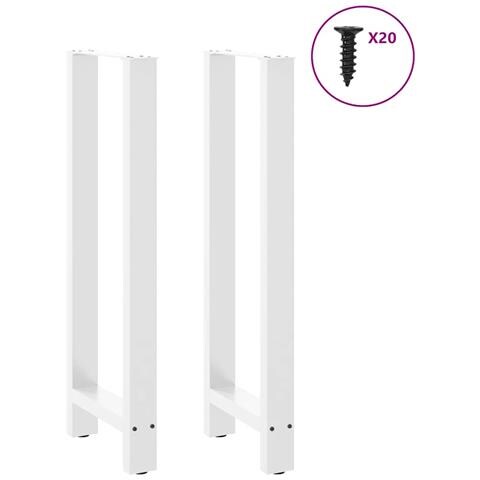 Gambe Per Tavolino Bianco 2 Pz 40x(110-111) Cm Acciaio - Foto 3