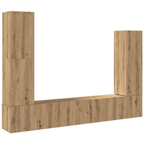 Set Mobile Tv 4 Pz Montato A Parete Rovere In Legno Multistrato - Foto 2