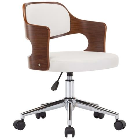 Sedia Da Pranzo Girevole Bianca In Legno Ricurvo E Similpelle - Foto 1