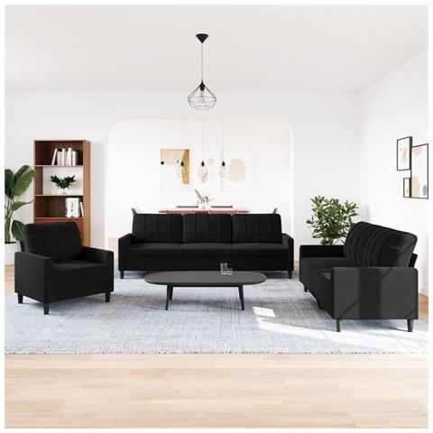 Set Di Divani 3 Pz Con Cuscini Nero In Velluto - Foto 2