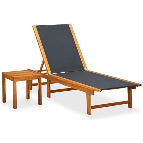 Lusso Casadino -  Lettino Prendisole Con Tavolino Massello Di Acacia E Textilene - Foto 2