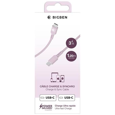 Cavo Di Ricarica E Trasferimento Usb-c /usb-c 3a Power Delivery 60w 1,2m, Rosa - Foto 2