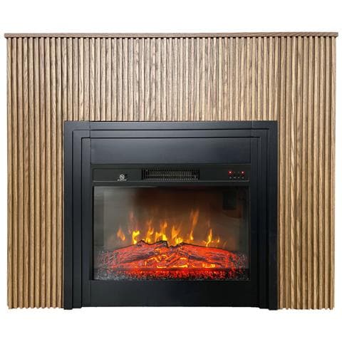 Electricsun Camini Elettrici Con Listelli Lamelia Rovere Chiaro, Con Effetto Sonoro, 3 Colori, Con L'app, L120xh102cm - Foto 2