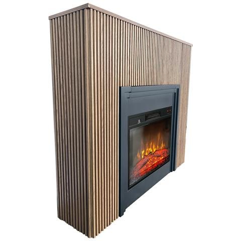 Electricsun Camini Elettrici Con Listelli Lamelia Rovere Chiaro, Con Effetto Sonoro, 3 Colori, Con L'app, L120xh102cm - Foto 5