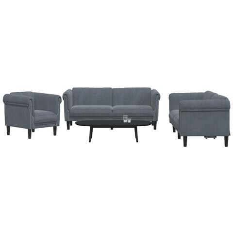 Set di Divani 3 pz Grigio Scuro in Velluto - Foto 2