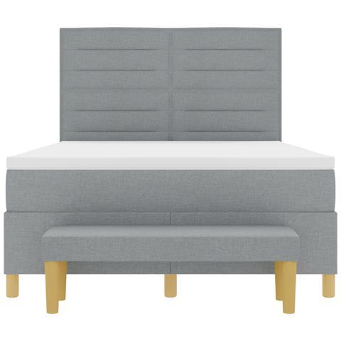 Letto a Molla con Materasso e Panchina Grigio Chiaro 140x200 cm Tessuto - Foto 9