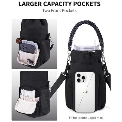 Borsa A Tracolla Da Esterno Per Borraccia: Porta Borraccia Portatile E Versatile Black - Foto 3