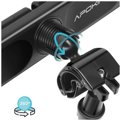 Doppio Supporto Per Telefono Con Fissaggio Rotante Su Barra Rotonda Multiuso, Nero - Foto 2