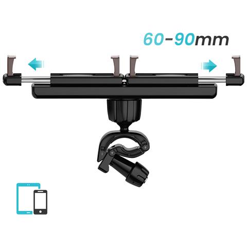 Doppio Supporto Per Telefono Con Fissaggio Rotante Su Barra Rotonda Multiuso, Nero - Foto 5