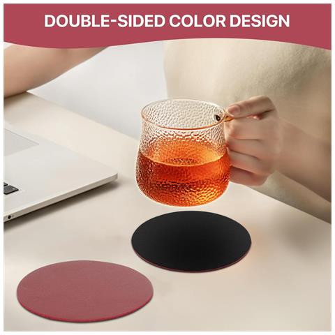 Sottobicchieri In Feltro Per Bicchieri, Double-face, Antiscivolo, Neri, 21 Pezzi - Foto 2