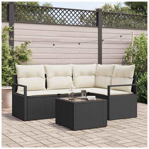 Set Divano da Giardino con cuscino 5 pcs Marrone e Crema - Foto 2