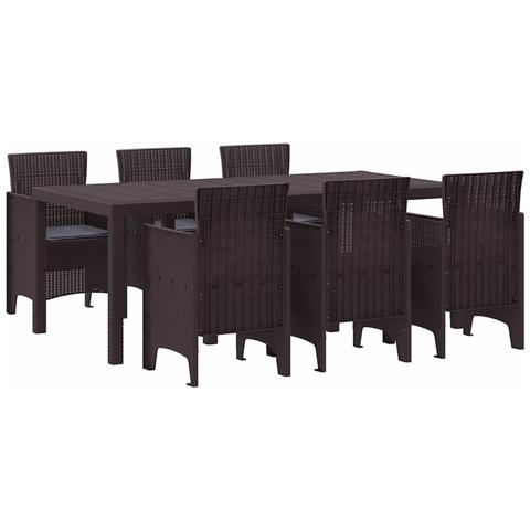Set da Pranzo per Giardino 7 pcs Marrone Rattan Polt - Foto 1