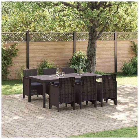 Set da Pranzo per Giardino 7 pcs Marrone Rattan Polt - Foto 2