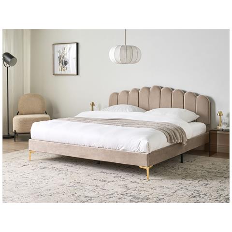 Letto Velluto Sauvian 180 X 200 Cm Tortora - Foto 1