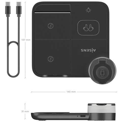 ASCH-15W4WC062-BK Caricabatterie per dispositivi mobili Cuffie, Smartphone, Orologio intelligente Nero USB Carica wireless Interno - Foto 2
