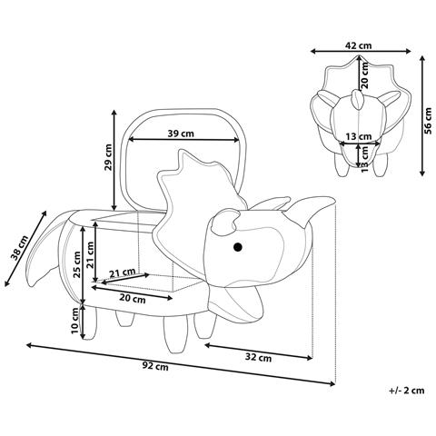 Pouf Animaletto Contenitore Triceratops Tessuto Marrone Dinosauro - Foto 7