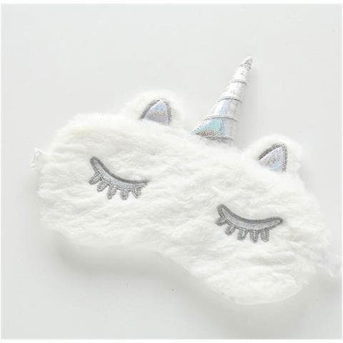 Set Di 3 Mascherine Per Dormire In Peluche - Design Coniglio, Unicorno E Gatto Per Uso Domestico White - Foto 3