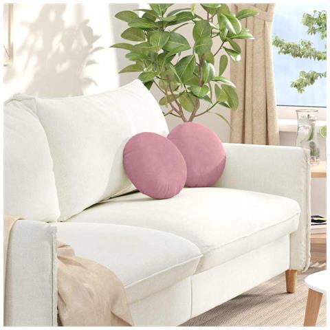 Cuscini per Seduta 2 pcs Rosa Ø 40 x 13 cm Velluto - Foto 2