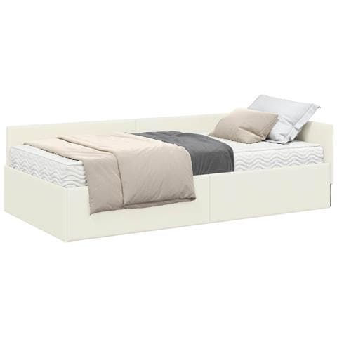 Struttura Letto Angolare con Materasso 2 pcs Crema Velluto - Foto 1