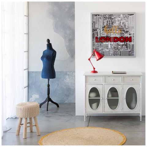 Sgabello In Cotone Intrecciato E Legno Marrone 32x32x44h - Foto 2