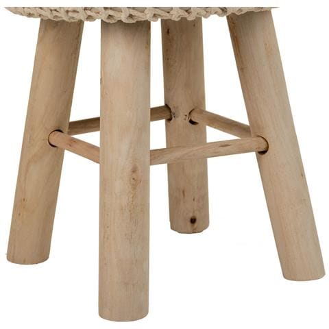 Sgabello In Cotone Intrecciato E Legno Marrone 32x32x44h - Foto 7