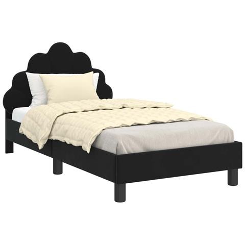 Struttura letto bambini con testata Nero 80 x 160 cm Velluto - Foto 1