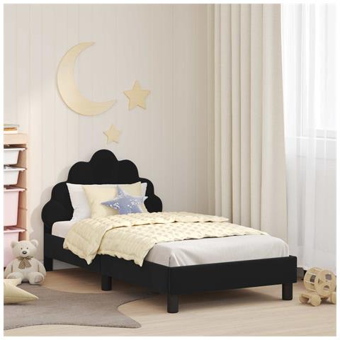 Struttura letto bambini con testata Nero 80 x 160 cm Velluto - Foto 2